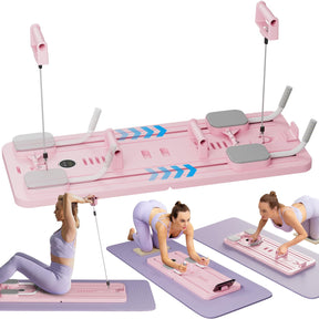 Zojio Lhanel Pilates Board, Pilates Reformer Set, Multi-Purpose Foldable Pilates Reformer Board for Home, 5 in1 Pilates Sliding Board, Pilates Equipment with Timer (Pink)